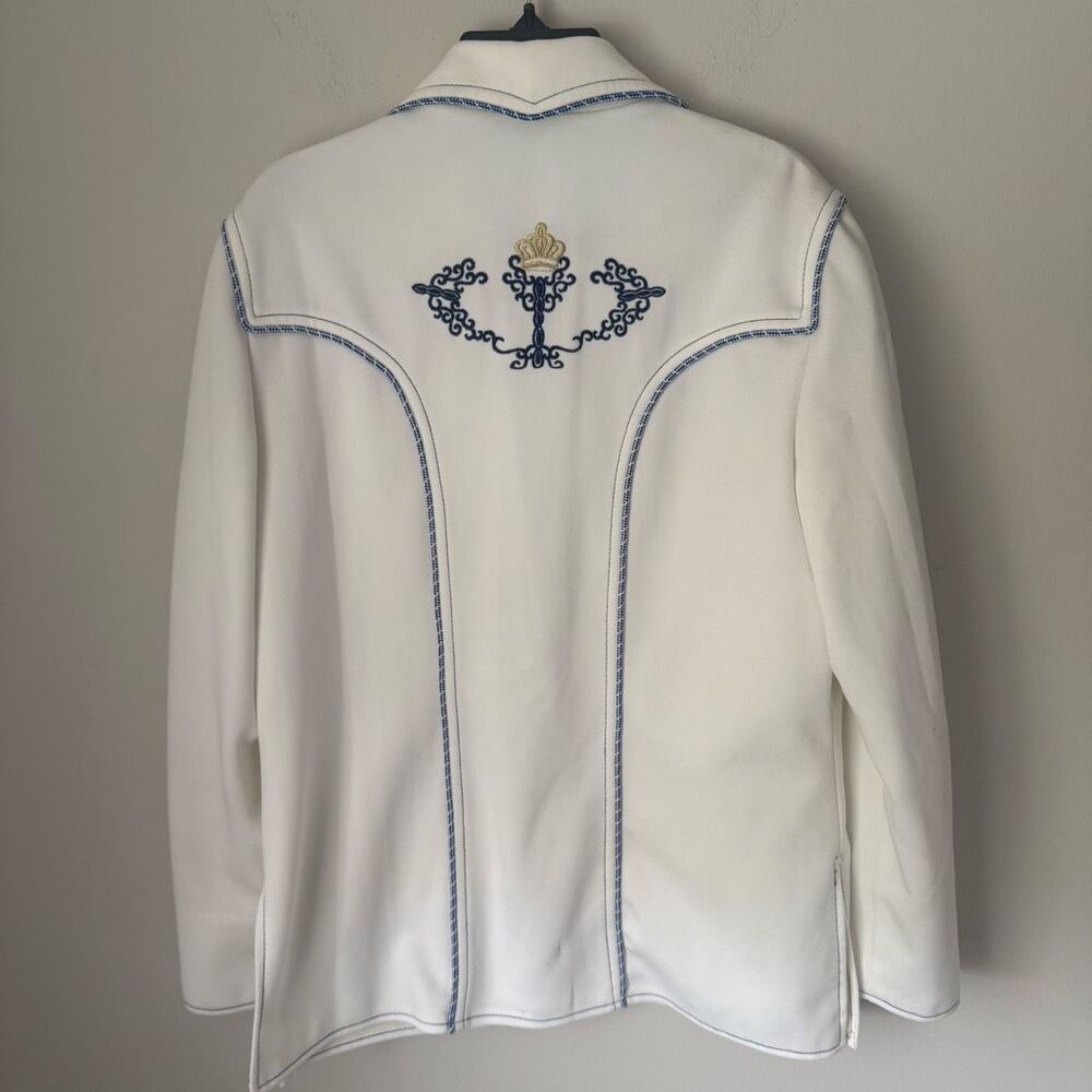 Vintage Steve Gordon Las Vegas Embroidered Crown White Western Shirt Jacket M - Picture 2 of 6